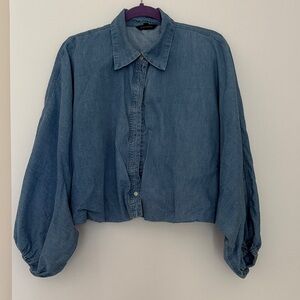 Banana Republic Blue Denim Button-Up Blouse